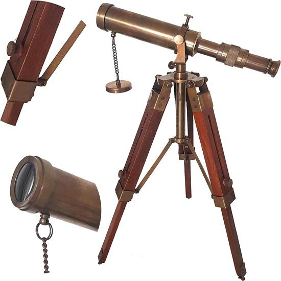 Brass Telescope with Wooden Tripod Nautical Home Decor irthday Gift
