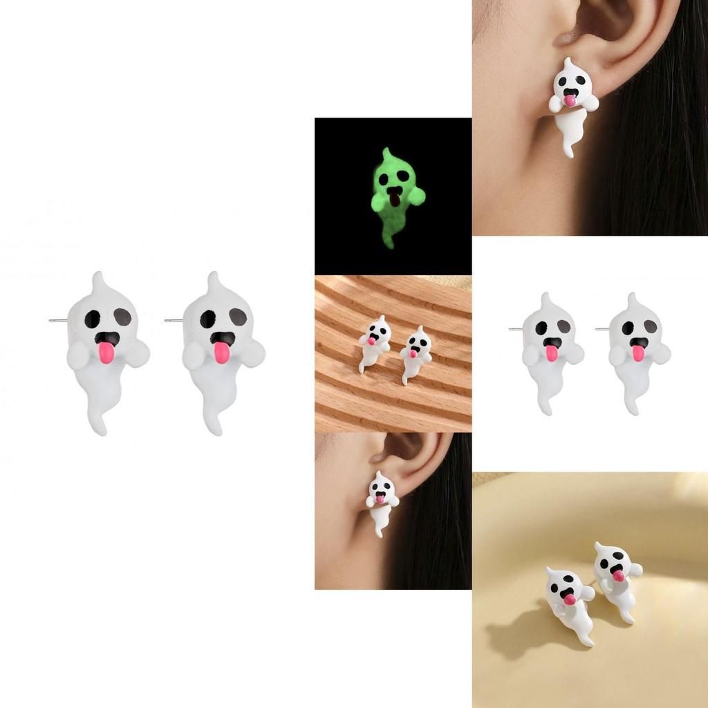 Trendy Halloween Ghost Earrings Stunning Glow In The Dark Fashion Accessories For Women