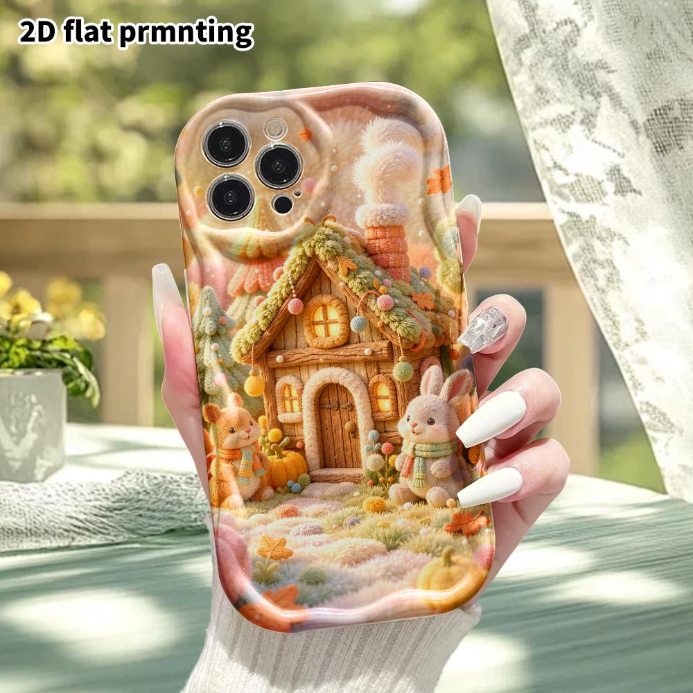 Phone Case: 2D Flat, Suitable for iPhone 18, 17, 16, 15, 14, 13, 12Pro Protective Case, Forest Cabin, Perfect Christmas and Halloween Holiday Gift