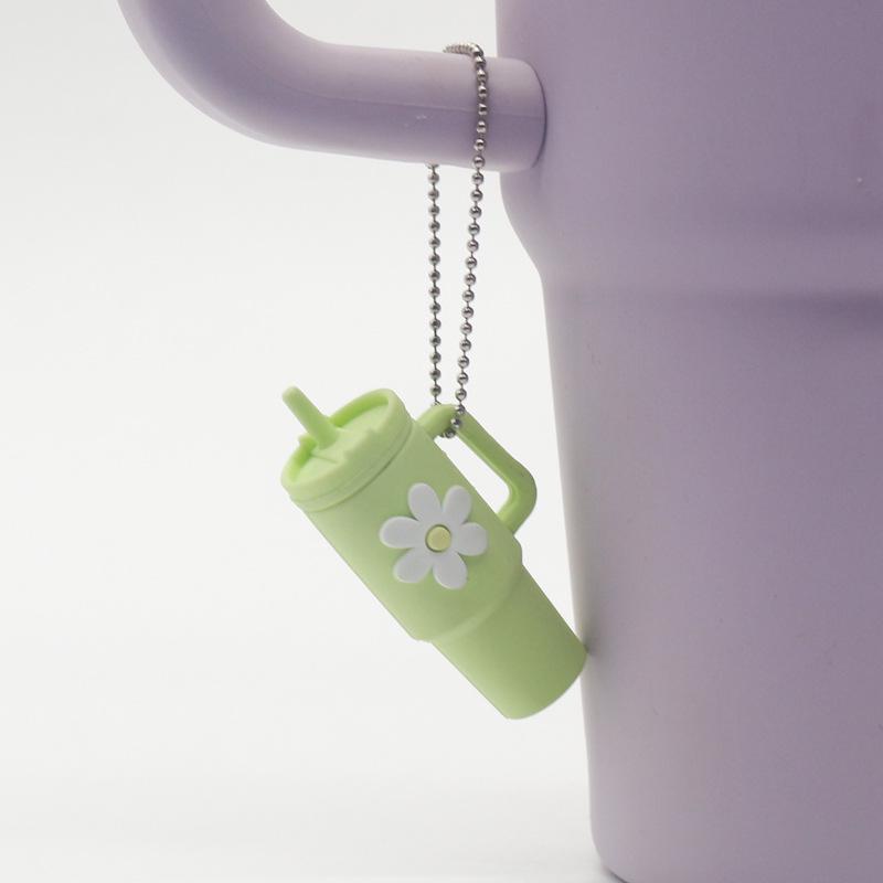 Popular Soft Rubber Stanley Cup Pendant Keychain - Creative Milk Tea Cup Keyring Available
