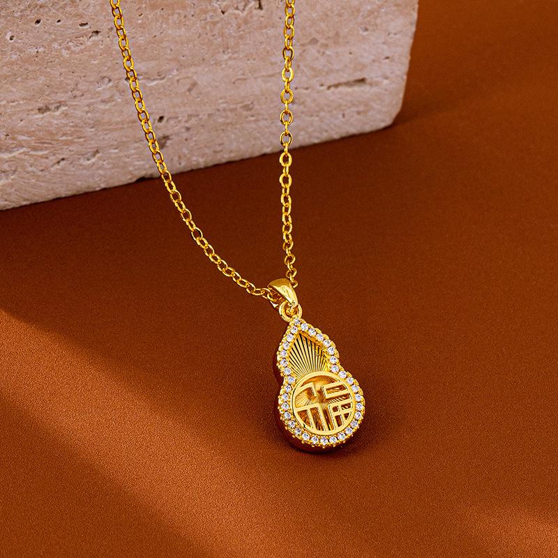 Элегантное ожерелье-подвеска с тыквой Фу Лу и круглым амулетом Фу