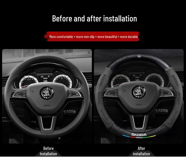 Steering Wheel Cover for Skoda: Octavia, Kamiq, Kodiaq GT, Superb, Karoq, Scala