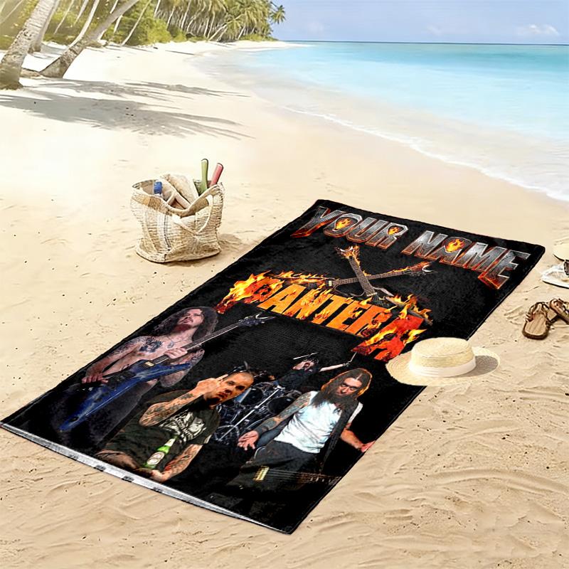 Name Custom Pantera Band Print Beach Towel, Large Soft Quick Dry Towel for Beach Camping Swimming