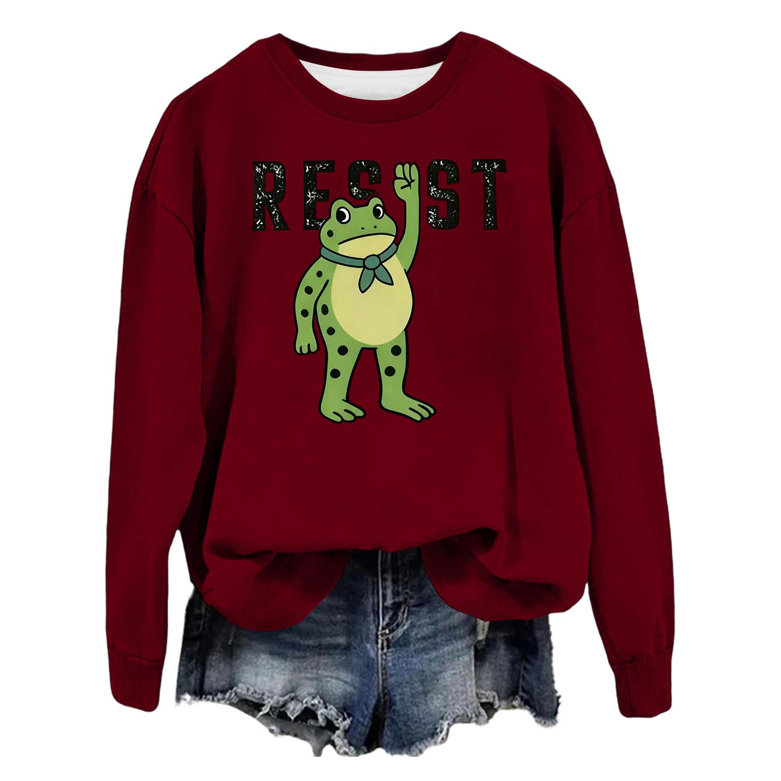 

Женская модная повседневная толстовка с длинным рукавом, свободного кроя, с принтом XXL винный