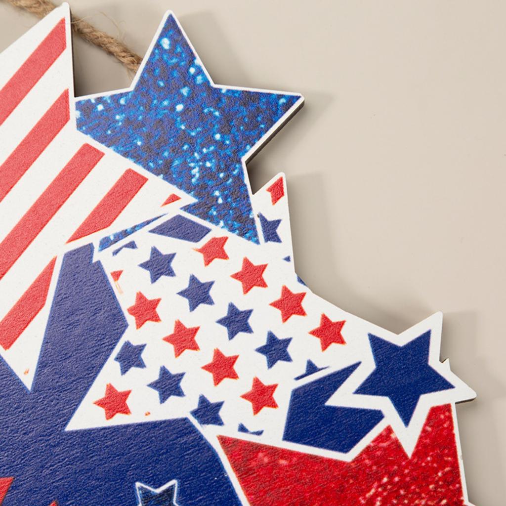 Independence Day Wooden Sign Decoration Creative Wooden Wreath Log Sign Party Decoration Pendant
