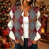 Women's Casual Plaid Print Long Sleeve Button Front Knit Cardigan Sweater for Fall and Winter