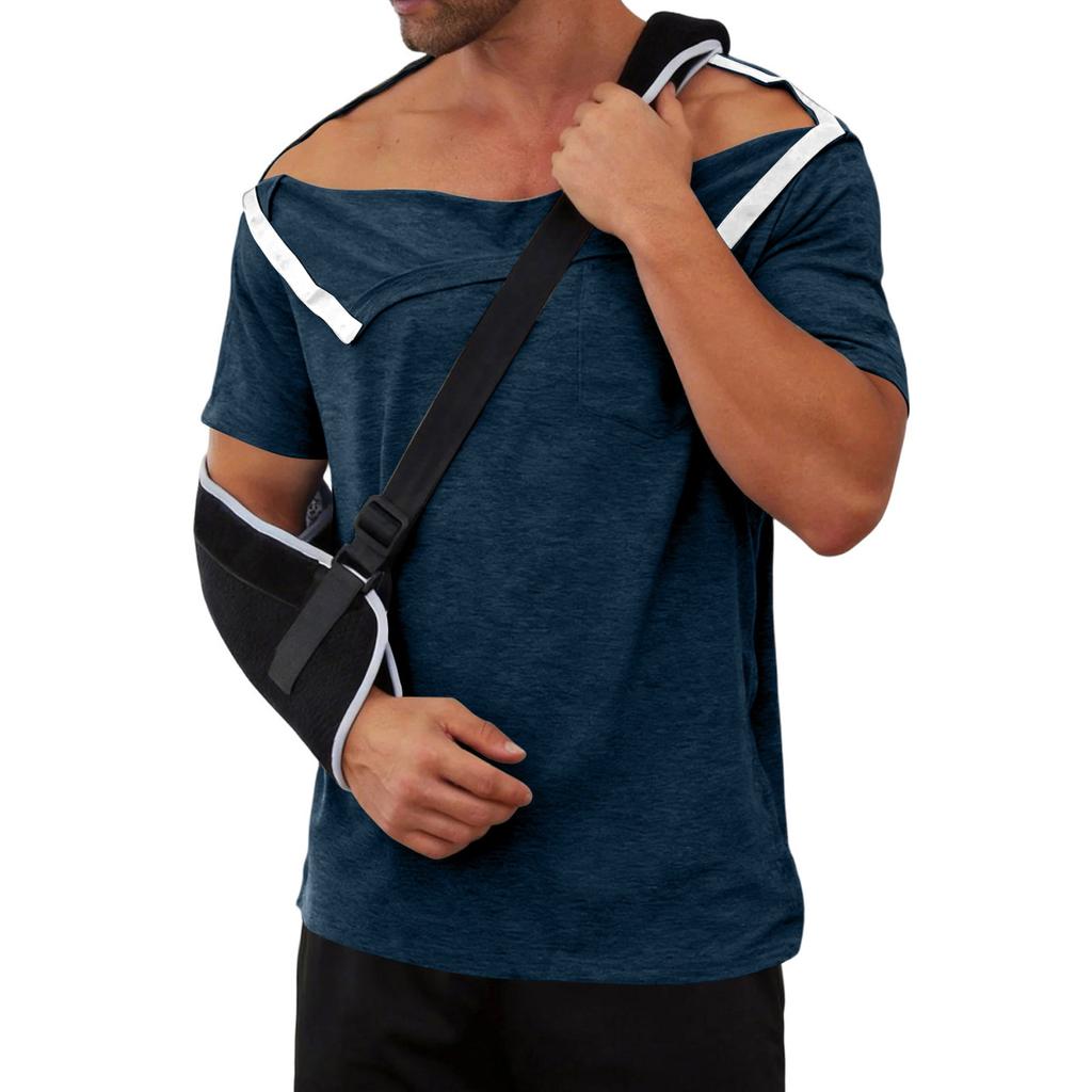 Men's Color - Recovery Gown, -away Short Sleeves, Full-open Front, Side Button Design.