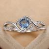 Wavy Blue Diamond Zircon Ring Niche High-end Light Luxury Index Finger Ring Fashionable Women's Personalized Hand Jewelry