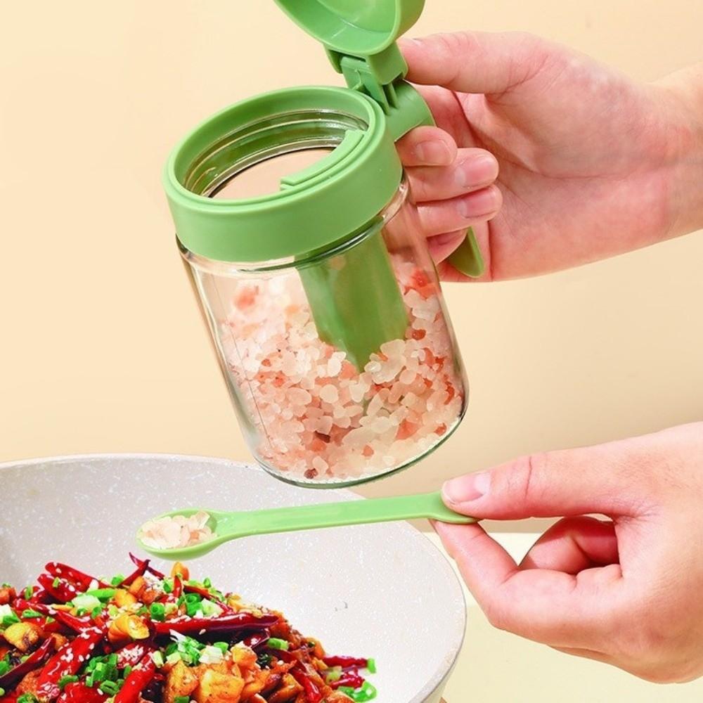 3PCS Sealed Glass Seasoning Can Food Grade Salt Container 2 In 1 Glass Spice Bottle Camping