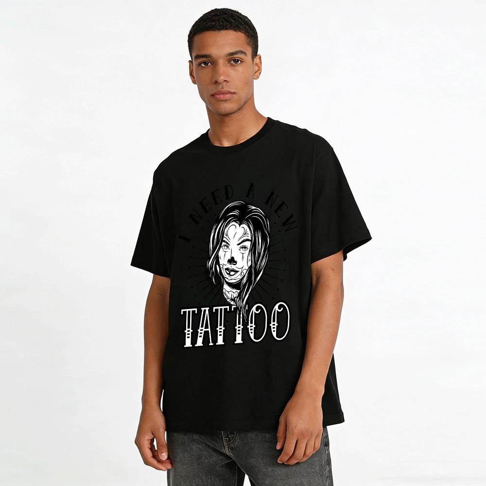 I Need A New Tattoo Retro Clown Girl Print Casual Short Sleeve T-Shirt Pure cotton T-shirt