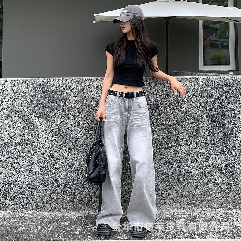 Vintage Punk Womens Wide PU Belt With Geometric Alloy Buckle Jeans Streetwear Outfit