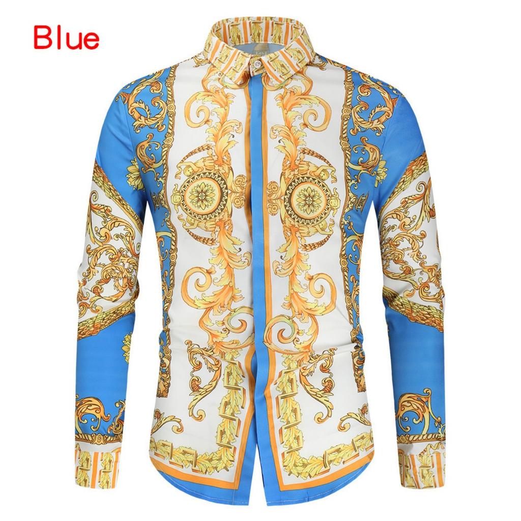 Chemise à Manches Longues Imprimé Baroque de Luxe, Essentiel Mode Élégant