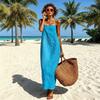 Latzkleid Damen Sommer locker gerade ärmellos lang Strandurlaub einfacher Stil Damenbekleidung