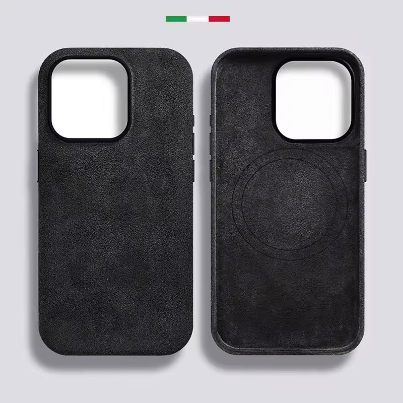Premium Leather Magnetic Phone Case for IPhone 17 16 15 14 13 Pro Max Luxury Suede Supercar Artificial Leather Shock Proof Cover