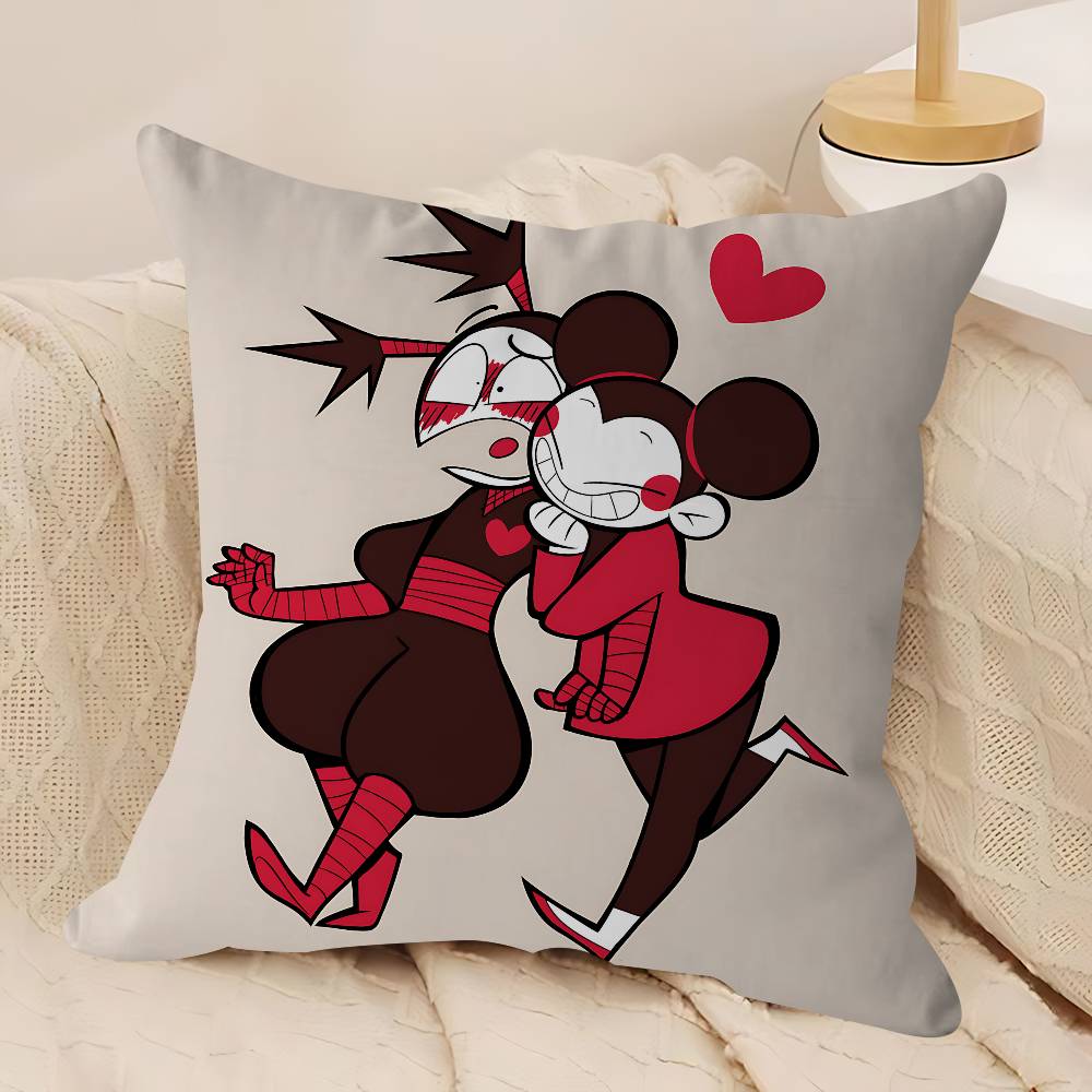 Kreskówkowy P-Pucca-Garu Poszewka na poduszkę Zdejmowana Zmywalna Poszewka na poduszkę – Miękki len na każdą porę roku