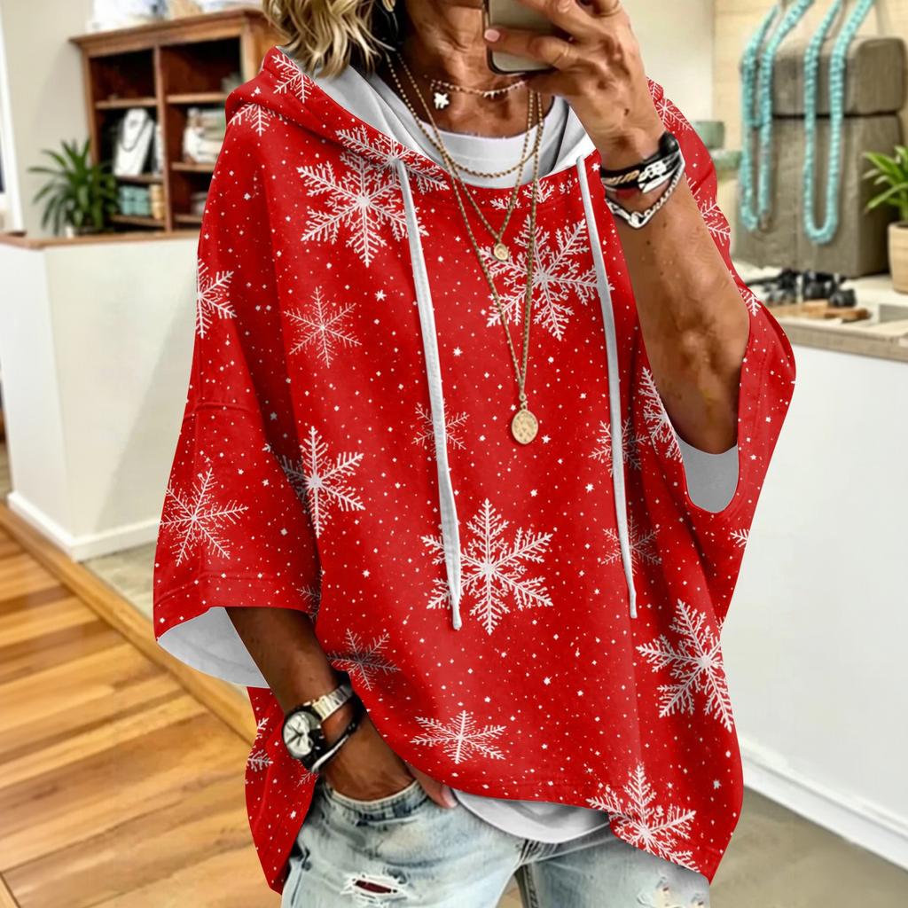 Sweat à capuche pour femme avec imprimé de Noël Coupe ample Pull