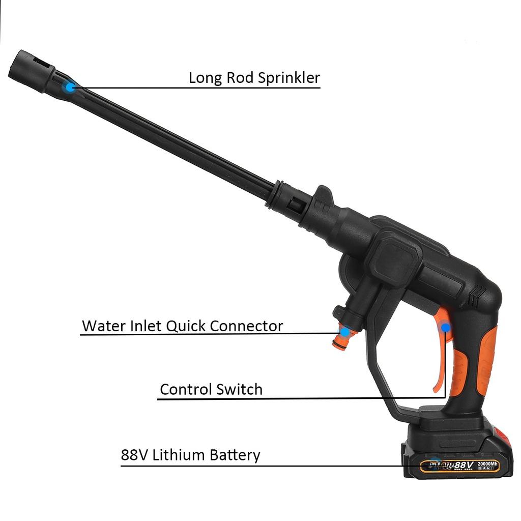 88V 50Bar Wireless Car Washer High Pressure Car Wash Water Gun Portable High Pressure Washer Foam With 20000 mAh Battery