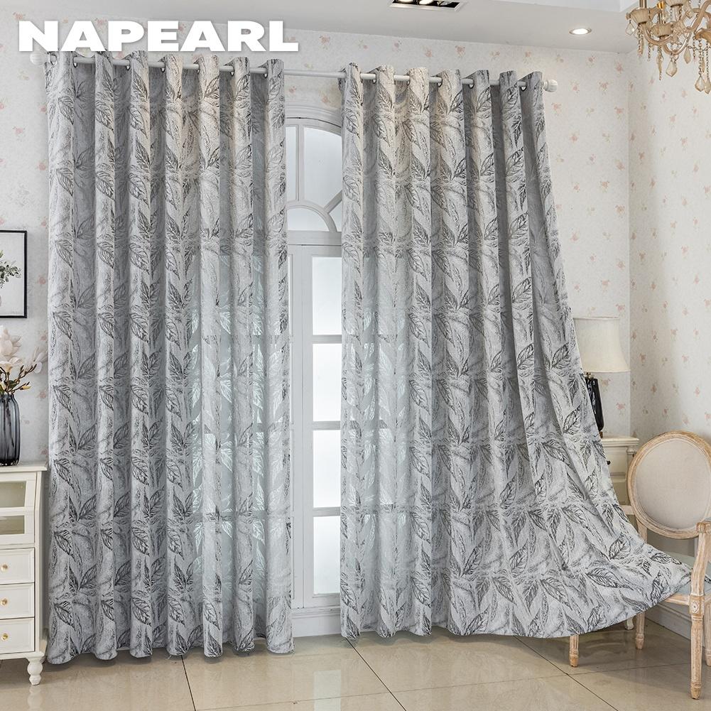 1PC NAPEARL Modern Light Gray Mixed Pattern Jacquard Curtain Texture Soft Light Sheer Curtain for Bedroom Living Room Home Decor