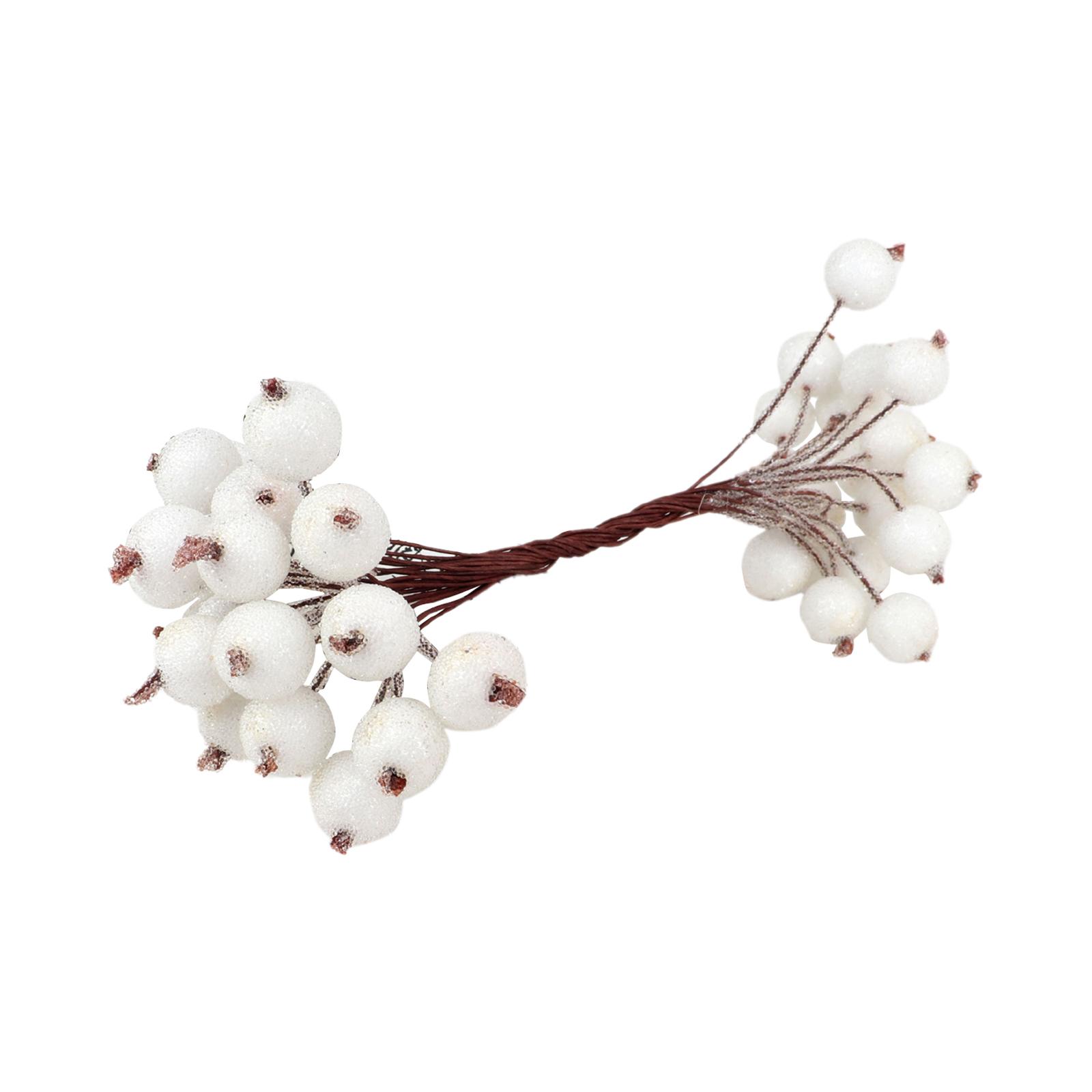 Artificial Frosted Holly Berries, 20 Wire with 40 Heads, Artificial Berries for Decorating Valentine s Day And Winter Parties