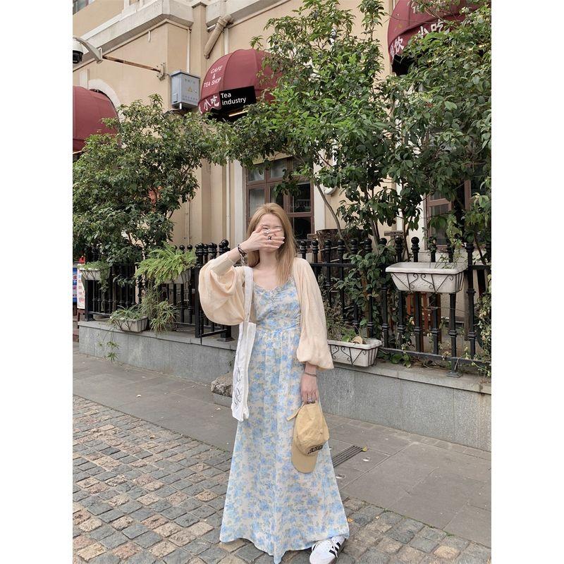 

100.00кг Высокое Стройное Платье на Бретелях с Цветочным Принтом Кардиган Экспортный Оверсайз Женская Одежда Пляжное Дорожное Платье Yellow sun-protective clothing 4XL(Large size)