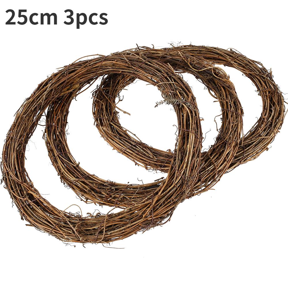 Natural Wreath 25/30cm Diameter Retro Christmas Rattan Wreath Rings Braided Wreath DIY Hand-Woven Grapevine Vines Wreaths Crafts