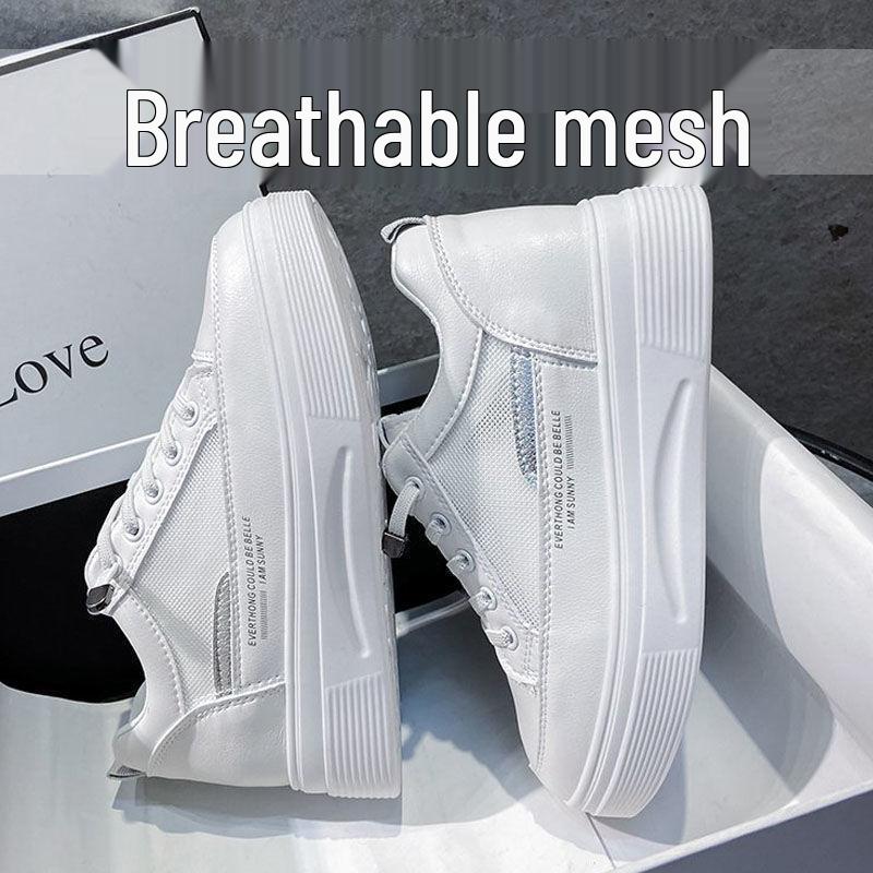 Women's Invisible Lift White Slip-On Shoes - Thick-Soled, Versatile for Spring and Autumn