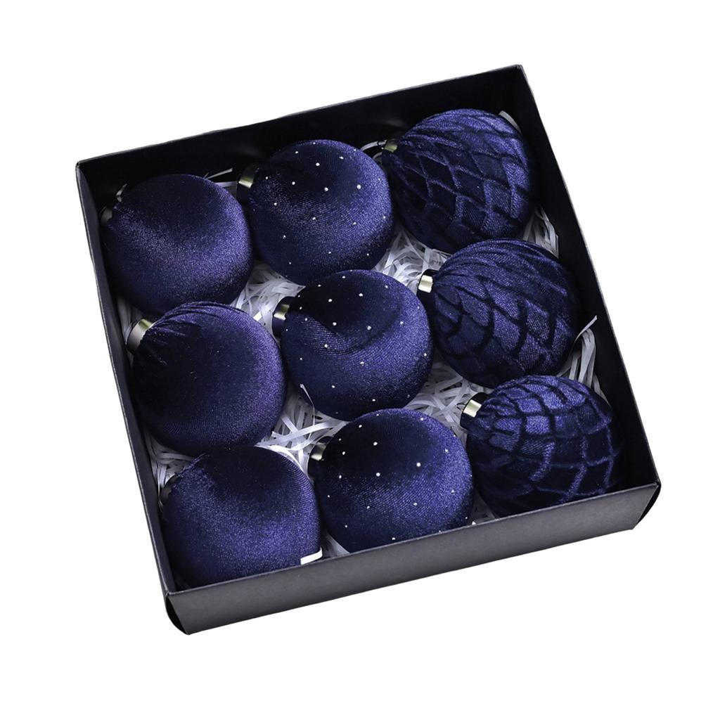 9-pack Christmas Ball Pendants, Special-shaped Flocking Painted Balls, Christmas Party Venue Decorations