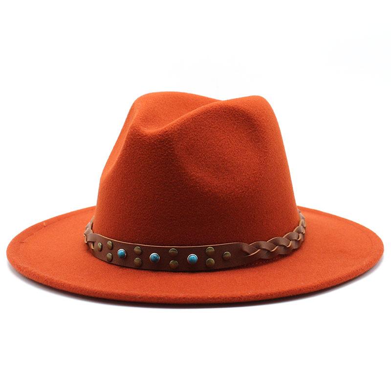 Felt Hat British Belt Vintage Versatile Top Hat Men'S And Women'S Jazz Hat Wool Hat