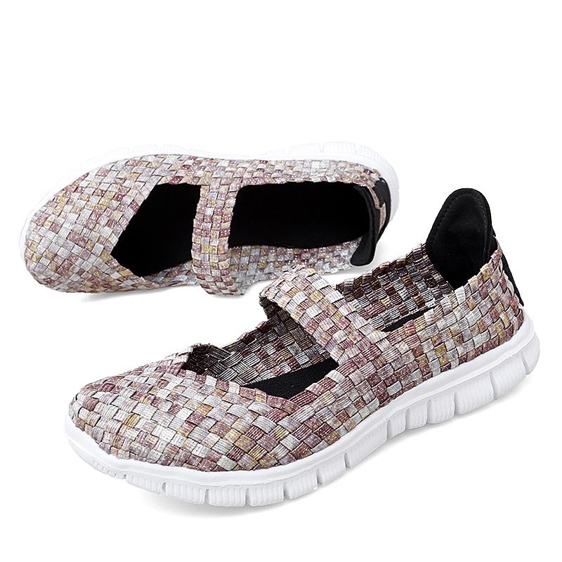 Summer Mary Janes Women Sandals Beach Lazy Shoes White Blue Casual Weave Soft Slip On Walking Color Sandals Large Size