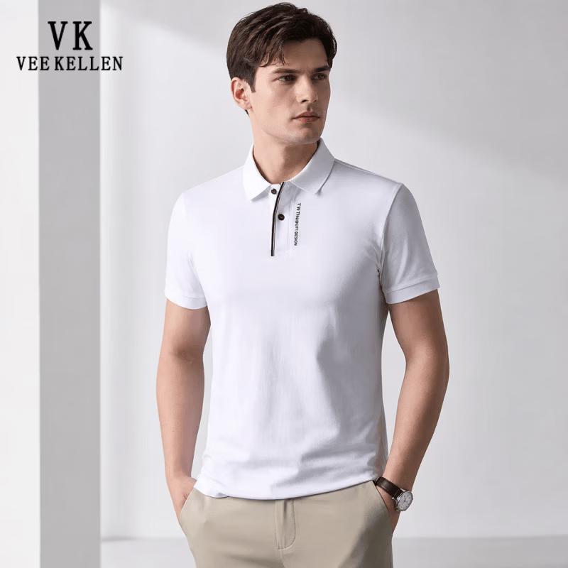 VEE KELLEN Men s Summer Loose Fit Pure Cotton Polo Shirt M