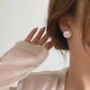 Korean Retro Hepburn 925 Silver Pearl Earrings: Elegant French-Inspired Round Design for Sophisticated Women