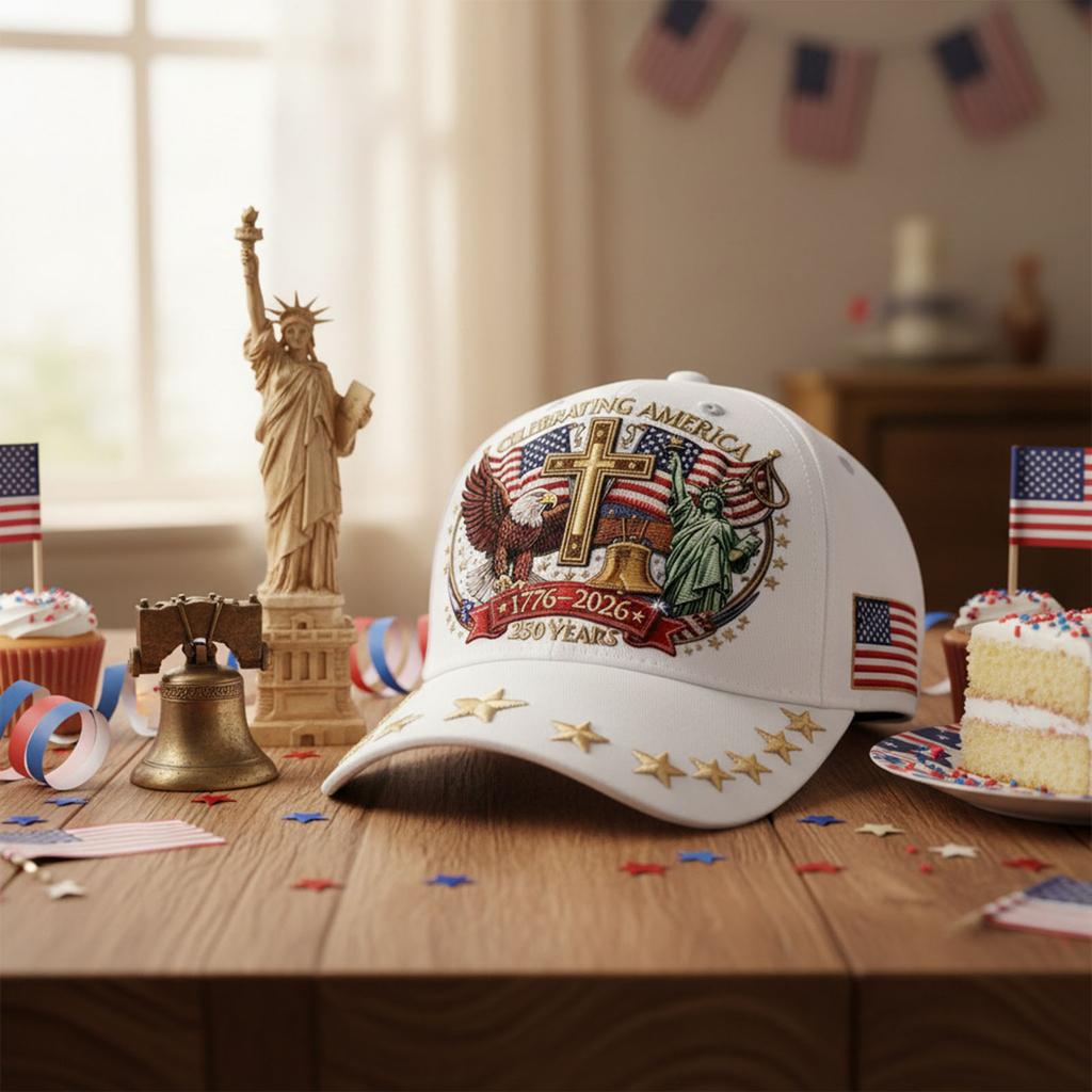 Eagle & Liberty & Cross Sports Hat Vintage United States 250th Anniversary Hat Retro Washed Breathable for Men Women Everyday