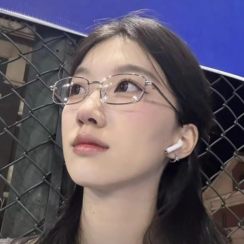 Harajuku Retro Silver Color Small Square Frame Glasses Women Metal Eyeglass Clear Reading Spectacle Blue Light Blocking Eyewear
