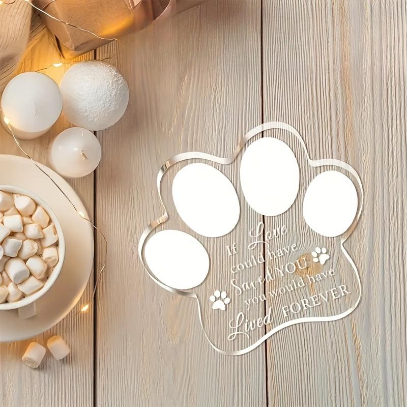 Animal Memorial Keepsake - Paw Print Tribute Gift for Lost Dog or Cat, Suitable for Various Room Types, Nurseries, Home Desk Living Room Acrylic Decor