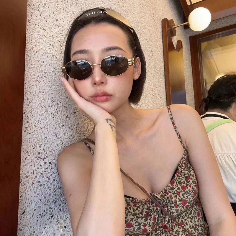 Retro Steampunk Sunglasses Vintage New Women's Metal Oval Sunglasses Ladies Classic UV400 Shade Driving Eyewear
