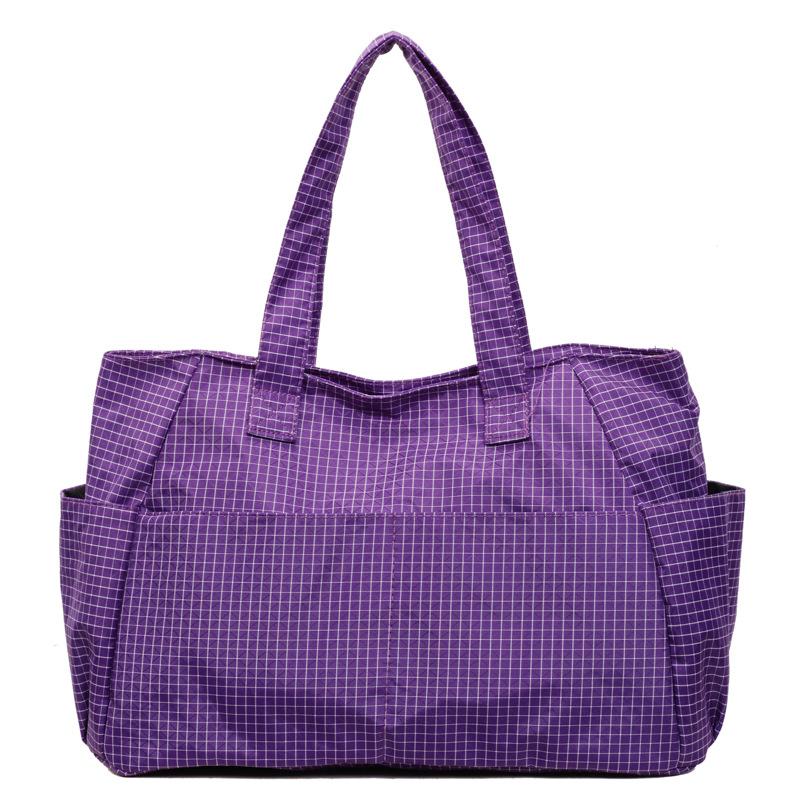 

Сумка через плечо большой вместимости, женская винтажная клетчатая нейлоновая сумка, сумка-тоут,通勤用, портативная сумка под мышкой фиолетовый
