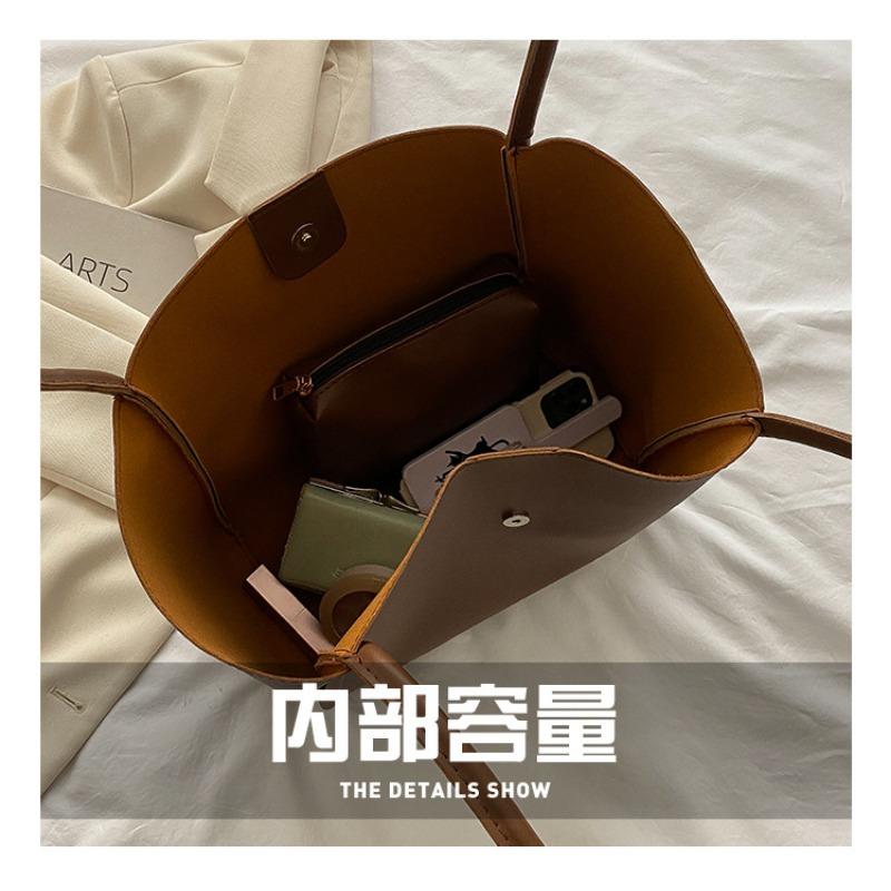 New solid color mother and child bag simple trendy portable tote large capacity retro spring fashion shoulder bag