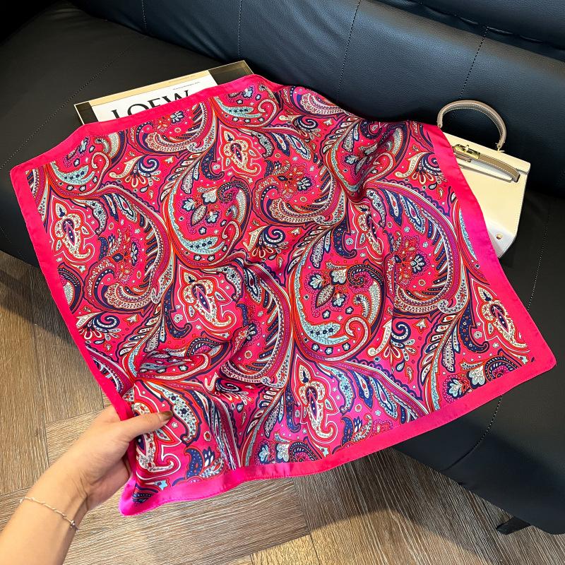 Korean cashew flower silk scarf triangle scarf women's stacking wear accessories jeans belt travel matching shirt scarf headscarf