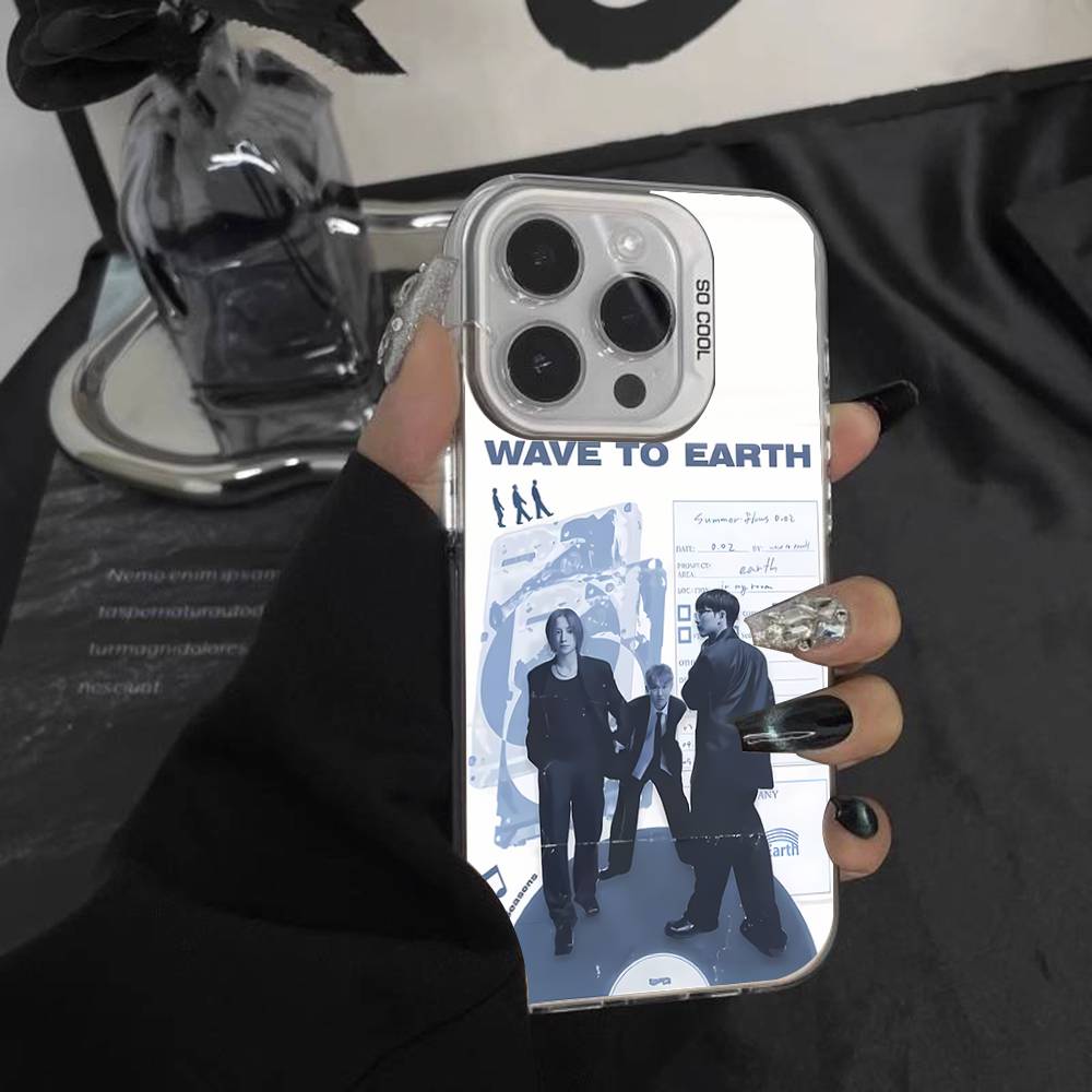 W-Wave To Earth Summer Flows For iPhone 17,16,15,14,13,12,11,Mini,Pro,E,SE4,XS,MAX White Candy Matte Cover