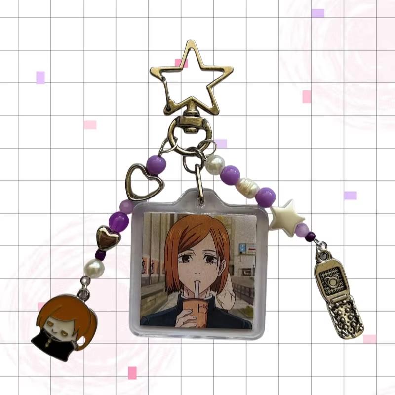Schattige JJK Sleutelhanger geïnspireerde Sleutelhanger Anime Gojo, Itadori, Megumi, Nobara Sukuna Handgemaakte Kralen Sleutelhanger Rugzak Accessoires
