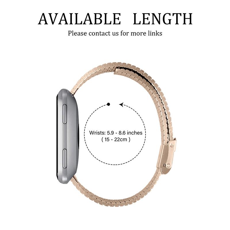 Stylish Stainless Steel Wrist Strap with Double Buckle Side Textured Band Smart Watch Accessory for Fitbit Versa/Versa 2/Versa Lite/Versa SE