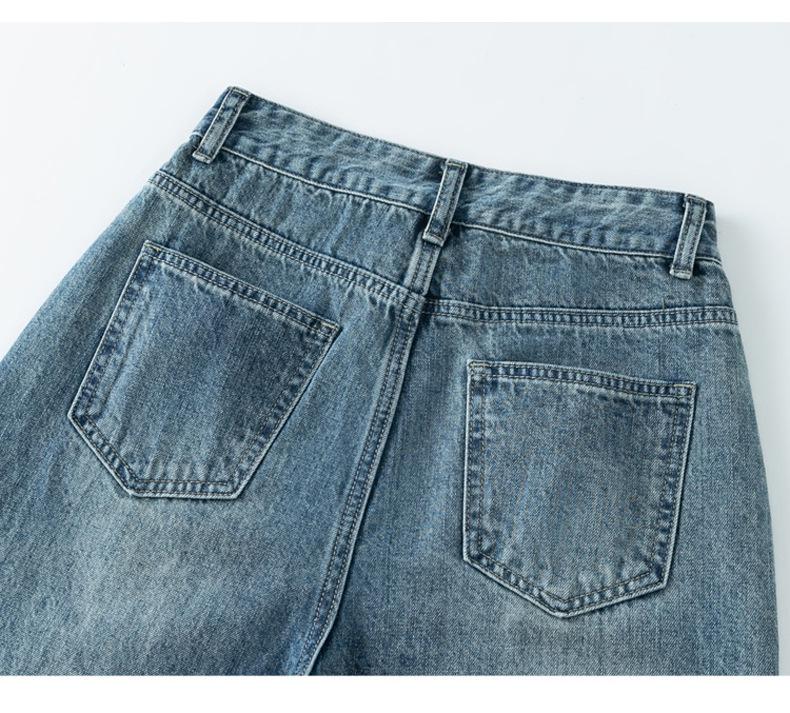 Korean-Style High-Waisted Wide-Leg Jeans for Women - Autumn/Winter, Loose Fit, Plus Size, Floor-Length Trousers