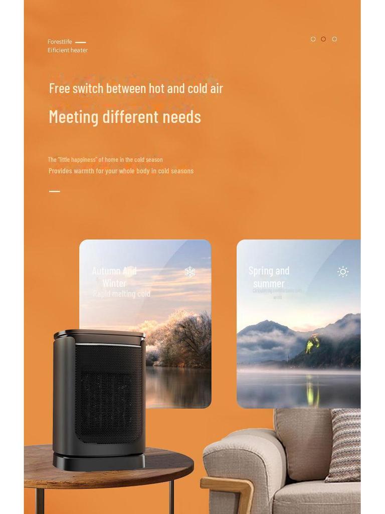 Digital Display Remote-Control Desktop Heater with Oscillation, Fast Heating, Intelligent PTC Hot Air Blower for Home and Office