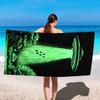 UFO Alien Beach Towel Sci Fi Print Quick Dry Microfiber Large Bath Towel For Men Women Summer Night Party Swim Pool