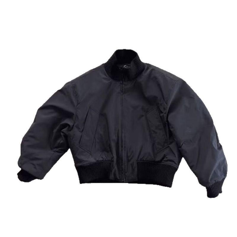 Spring and autumn American retro stand-up collar jacket men's and women's street loose and versatile solid color tooling casual top jacket tide