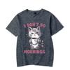 I Dont Do Mornings Graphic T Shirts Funny Cat Coffee Tshirts Oversize T-shirt Fashion Harajuku T-shirts Women Men Brand T-shirt