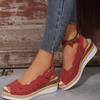 Fashion Large Size 43 Women New Flat Casual Open Toe Beach Sandals 2024 Women's Low Heel Shoes Wedges Woman Summer Footwear Red