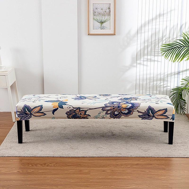 1 szt. Długi pokrowiec na stołek Antypoślizgowy pokrowiec na długą ławkę Pyłoszczelny ochraniacz na ławkę Elastyczny pokrowiec owijający w całości z nadrukiem kwiatowym