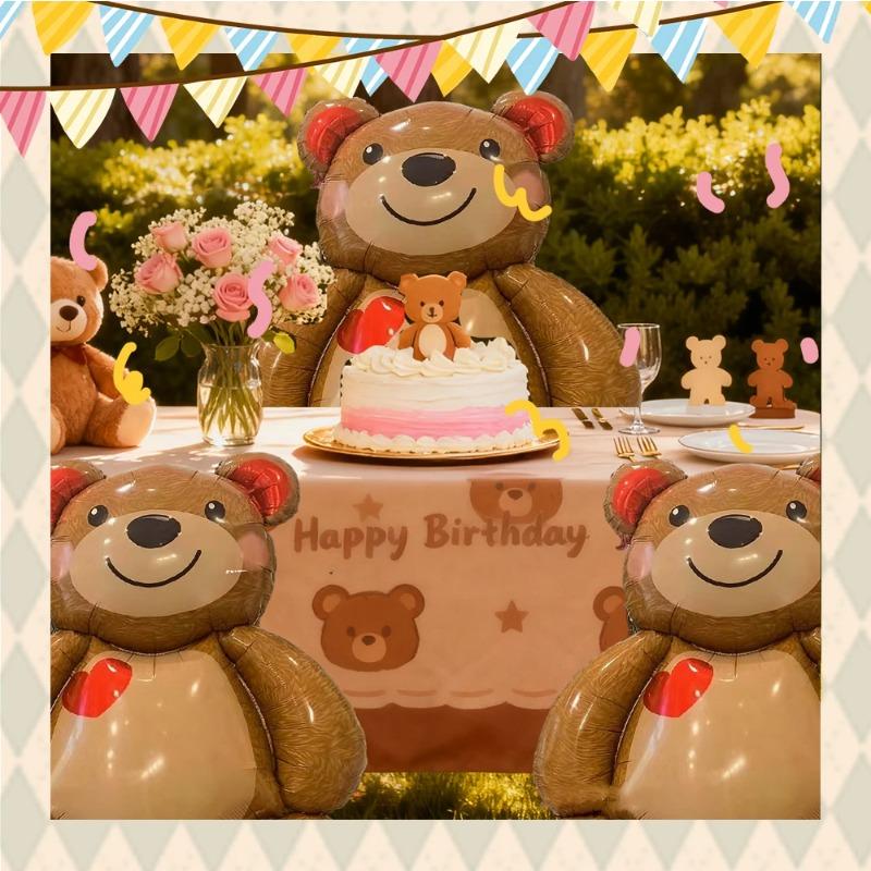 1/2pcs Big Bear Foil Balloon Valentine's Day, Aluminum Film for Proposal & Party, Romantic Wedding Birthday Decor Gift