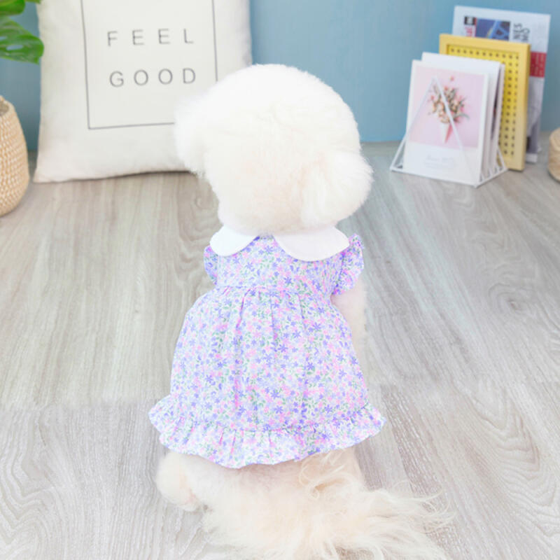 Flower Collar One Piece Puppy Summer Clothes Dress Frill